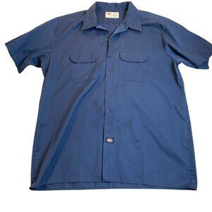 Dickies Men's Work Shirt 2XL Navy Blue Short Sleeve Button-Up Vintage
